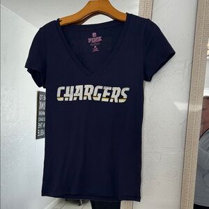 Victoria's Secret Pink Navy Chargers V-Neck T-Shirt